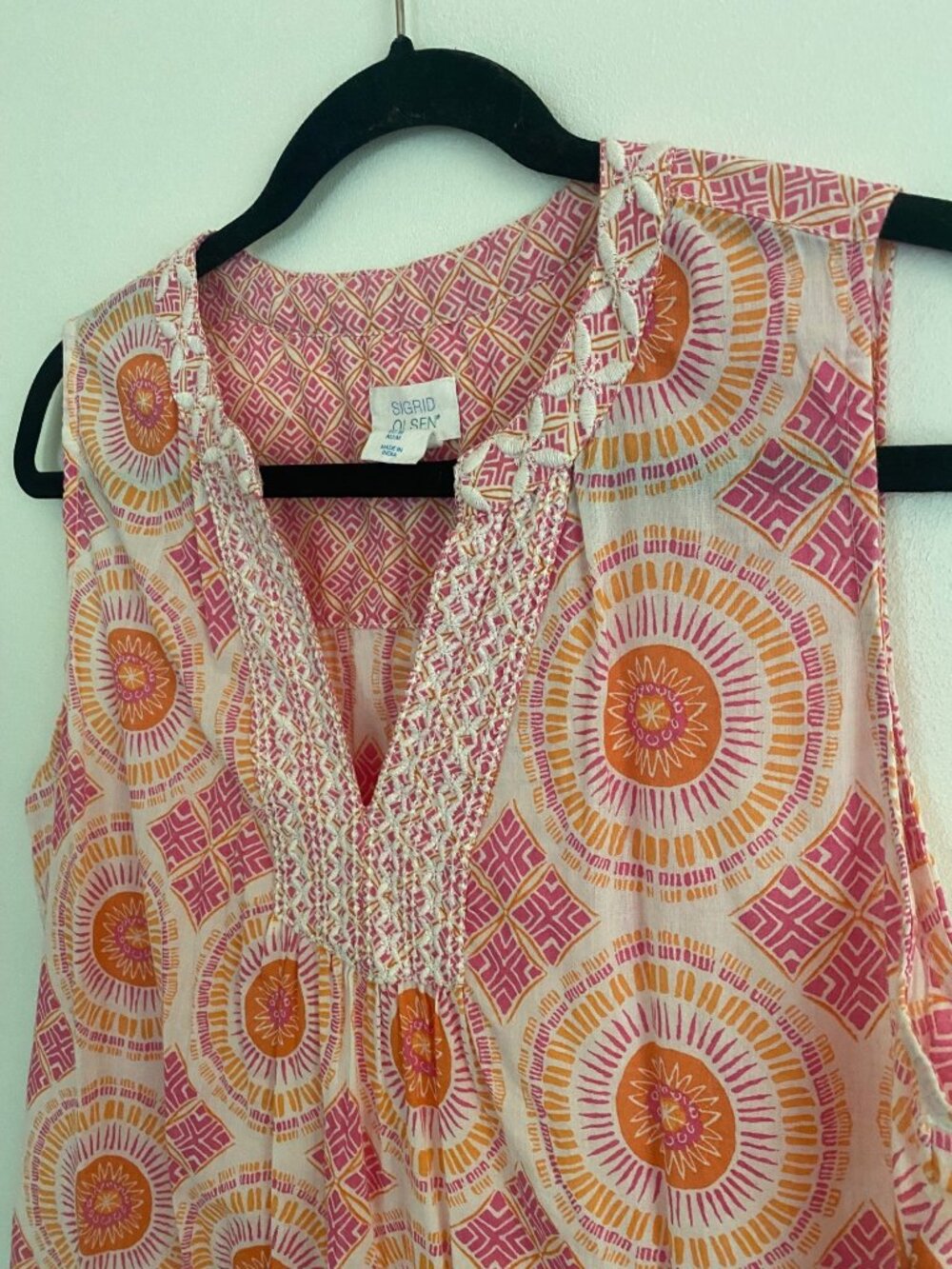 Sigrid Olsen Women's Sleeveless Cotton Top Pink & Orange 100% Size M - Picture 2 of 6